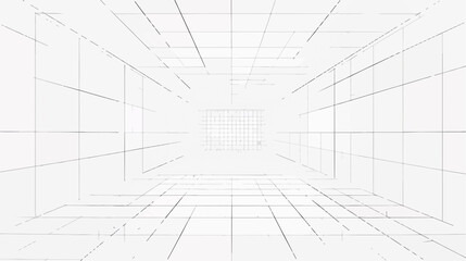 Modern Architecture with Geometric Lines and 3D Perspective Grids