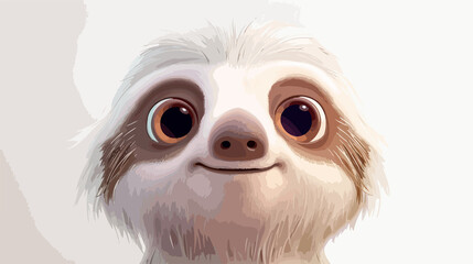 Obraz premium Adorable Cartoon Sloth with Enormous Eyes - 3D Illustration