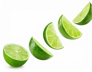 fresh and healthy lime on white background