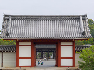 Chunmon Gate (Central Gate) of Ninna Ji Temple. This temple is a Shingon Buddhist temple in historic city of Kyoto, Japan. Ninna Ji belongs to Ancient Kyoto UNESCO World Heritage Site. 