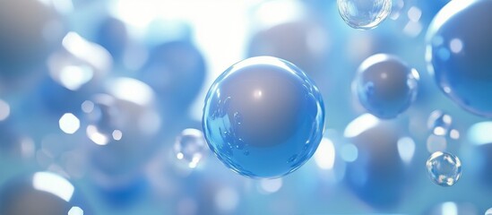 Bubbles float gently in a clear blue atmosphere, creating a serene underwater environment