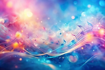 Fototapeta premium Tilt-Shift Watercolor Music Notes: Abstract Blues & Pinks High-Resolution Image