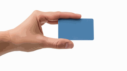 Hand Holding Blank Blue Credit Vector Illustration