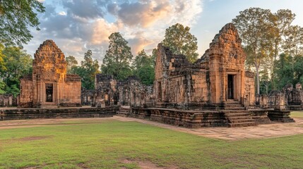 Golden Light Over Ancient Jungle Ruins