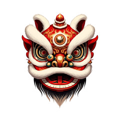 A vibrant, stylized dragon mask featuring bold colors and intricate designs, symbolizing cultural celebrations and festivities.