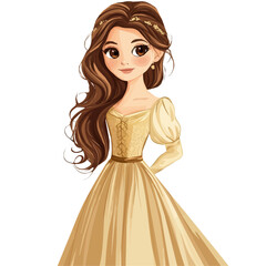 Elegant Girl in Royal Style – Regal Fashion Illustration and Clipart Fit for a Queen
