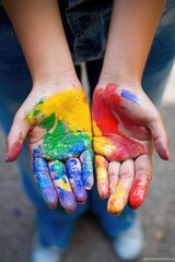 Colorful Painted Hands: Creative Expression in Vibrant Art for All Ages