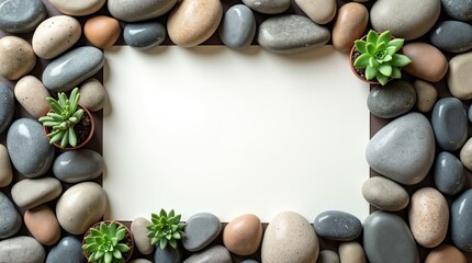  Zen Stones  Succulents Frame Mockup