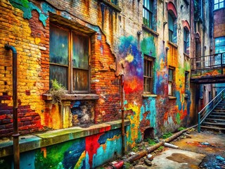 Fototapeta premium Urban Exploration Abstract Art: Vibrant Watercolor & Acrylic Flow Photography