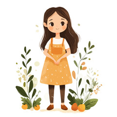 **Cute Girl with Sustainable Style – A Modern and Eco-Friendly Fashion Illustration**  
