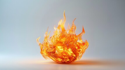 Detailed realistic flame effect featuring glowing heat and bright sparks on a minimalist white backdrop. Generative AI