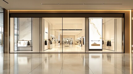 Luxury Fashion Boutique Store Front Display in Modern Mall