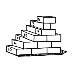 a black and white line drawing of a stack of bricks