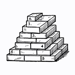 a black and white line drawing of a stack of bricks