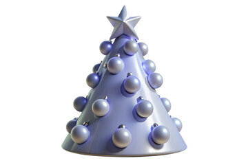 Elegant Silver 3D Rendered Christmas Tree with Ornaments