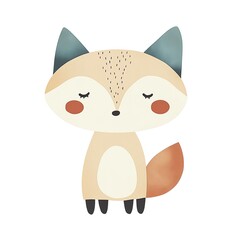 Fox, animal blue and beige color, pastel tone, kids vector illustration
