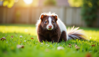 Obraz premium Exploring the whimsical charm of an unusual companion animal in a sunlit garden