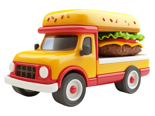 Colorful Plasticine Burger Truck on Clean White Background