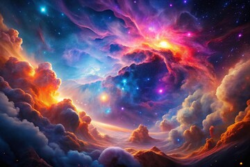 Vibrant Nebula Deep Space Cosmic Clouds Gas Dust Astronomy Space Photography