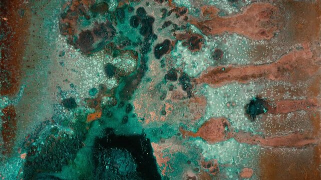 Colorful abstract damaged grunge texture Rusted Copper surface backdrop animation. Seamless loop Slideshow background.