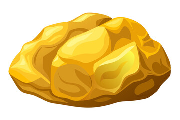 Realistic Gold Nugget Vector Art Detailed and Shiny on White Background