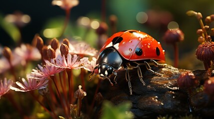 Obraz premium ladybug on a blade of grass