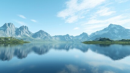 Fototapeta premium Tranquil lake reflections of majestic mountains serene landscape nature photography peaceful environment wide-angle view