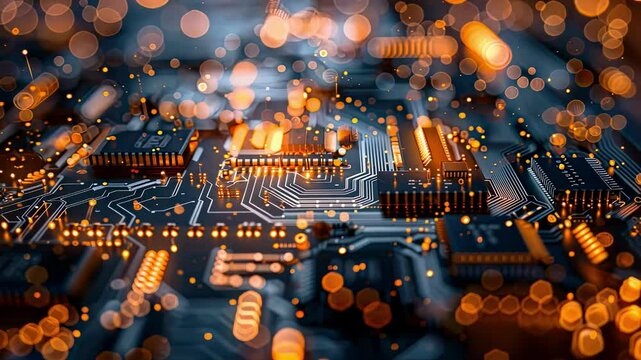 microcircuits close-up of a computer board. Selective focus