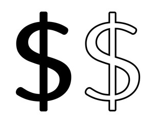 symbol dolara zestaw ikon, grafika wektorowa