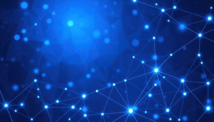 Fototapeta premium Abstract polygonal pattern. Blue interconnected dots, lines form complex network structure. Modern digital network visualisation. Tech concept for data flow. Futuristic design. Conceptual