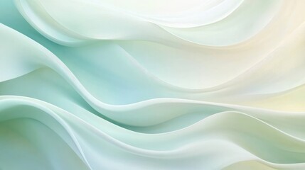 Obraz premium Abstract Pastel Green Waves Flowing Softly