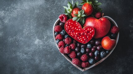 Fruits and vegetables represent a healthy lifestyle and wholesome nutrition, promoting heart health and overall well-being.