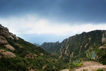 Summer mountain landscape in Montserrat, Spain.