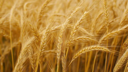 Fototapeta premium Golden Paddy Field Under Sunlight, Showcasing the Beauty of Agriculture and Harvest Season
