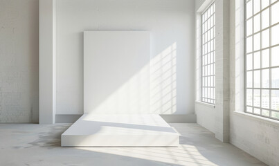Obraz premium Minimalist Podium in a Modern Studio Setting with Contemporary Vibe