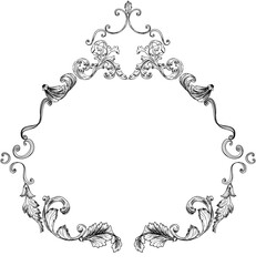 Аntique frame engraving scroll ornament acanthus foliage, swirl decorative design element. Hand drawn vector isolated set.