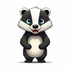 Obraz premium A cute cartoon badger stands upright with a cheerful expression.