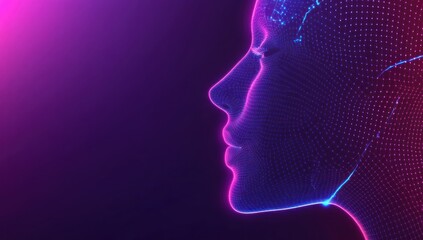 Obraz premium Digital Woman: A Neon Profile of AI