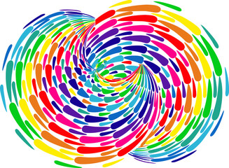 Colorful abstract circular, concentric and radial lines. Spiral, swirl, twirl element