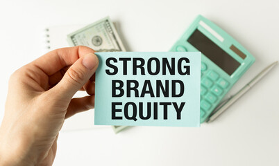 Strong brand equity is shown using the text