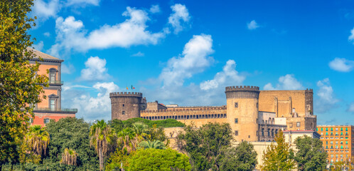 Fototapeta premium Castel Nuovo, a.k.a. Maschio Angioino, a seat of medieval kings of Naples, Aragon and Spain, Naples, Campania, Italy