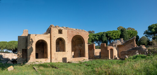 Ruins of the ancient roman Trajan thermal baths, near Civitavecchia, Lazio, Italy