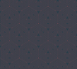 Fototapeta premium Red Lines Art Deco Simple Seamless Pattern Vector Vintage Abstract Background. Decorative Geometric Thin Lines Elegant Boho Repetitive Wallpaper. Classy Fashionable Pattern Retro Art Illustration