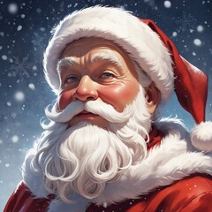 
Santa Claus portrait, watercolor, oil painting, sparkles, white wall, realistic, detailed, Christmas, Xmas, Celebration, Beard, Winter, Seasonal, Season, December, 25