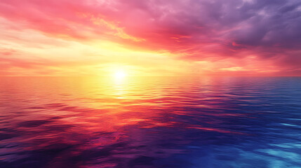 Fototapeta premium A Dreamy and Mesmerizing Ombre Sunset with Vibrant Abstract Colors Blending in the Sky and Shimmering Water