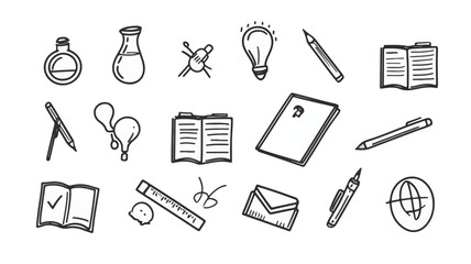 Hand-Drawn Science and Education Vector Icons Collection  Art & Illustration