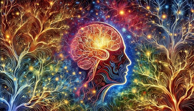 Illustrate human curiosity with intricate, branching neural-like patterns and vibrant colors, symbolizing exploration and the thirst for knowledge using Generative AI