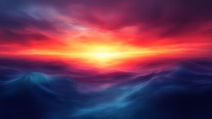 Obraz premium An Ethereal OmbrÚ Sunset Captured in Abstract Form with Vibrant Colors Merging to Create Calmness in the Sky