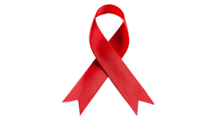 Cancer awareness, red ribbon isolated on a white background