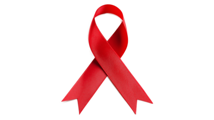 Cancer awareness, red ribbon isolated on a white background
